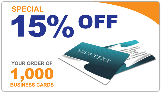 Special 15% Off Your Order of 1000 Business Cards